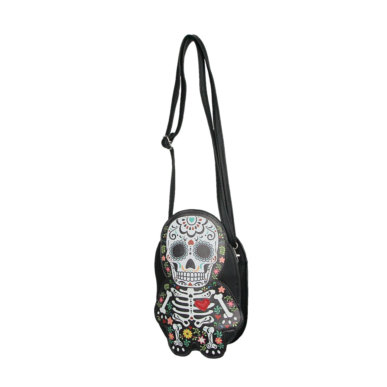 Day of the Dead Sugar Skull Skeleton Shaped Crossbody Bag Halloween Purse
